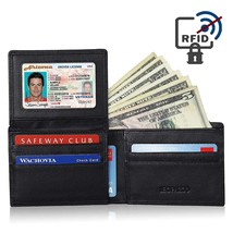 Genuine Leather Rfid Bifold Wallet With Id Window Safety &amp; Privacy For Men Us - £28.07 GBP