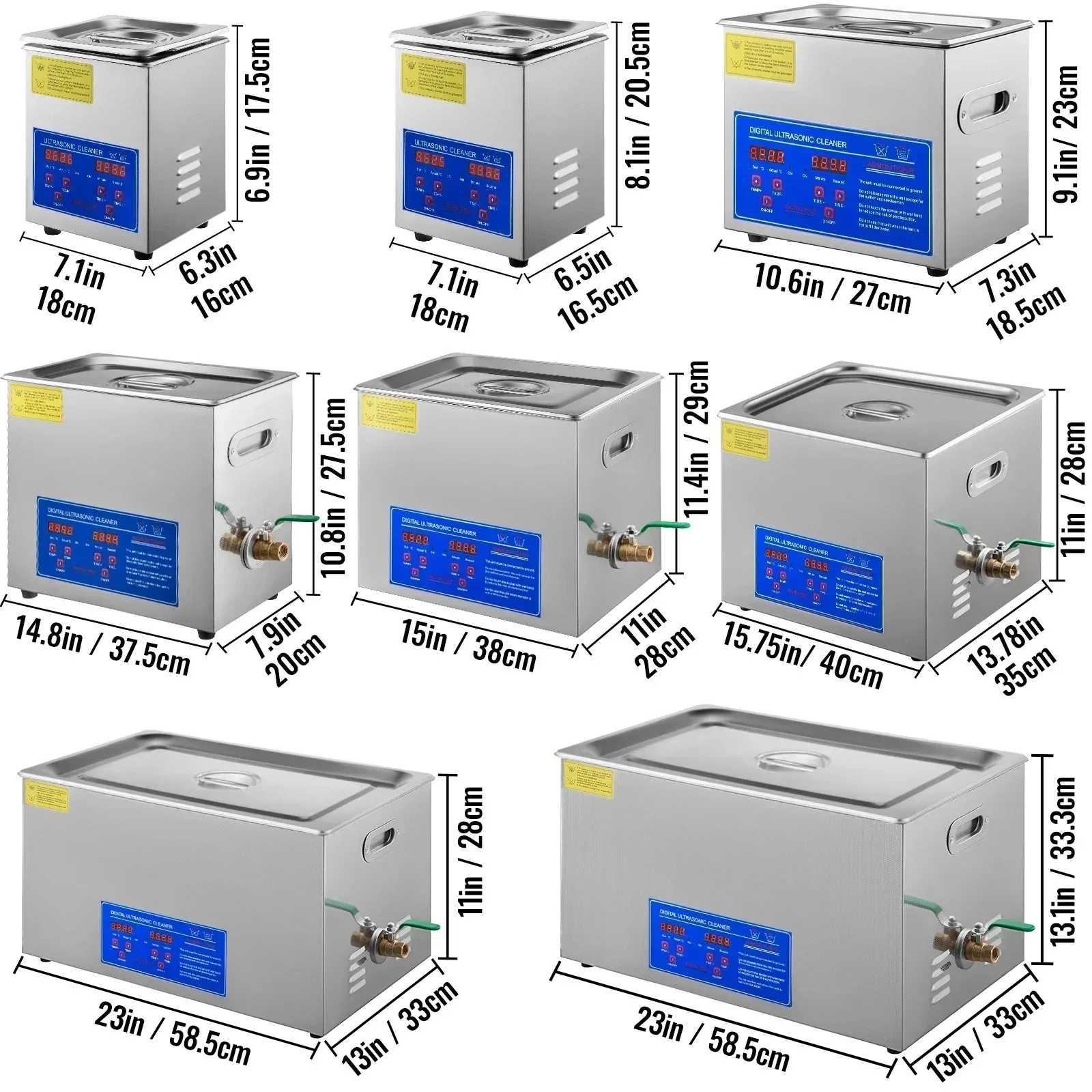 0.8L 1.3L 2L 3L 6L 10L 15L Ultrasonic Cleaner Lave-Dishes Portable Washing - £143.04 GBP+