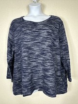 Onque Casual Womens Plus Size 3X Blue Heathered Knit Zippered Top 3/4 Sleeve - £11.32 GBP