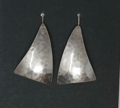 Sterling Silver Textured Triangle Drop Hook Dangle Earrings - $19.99