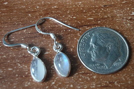 Very Tiny Rainbow Moonstone Marquise Earrings 925 Sterling Silver Dangle - £7.89 GBP