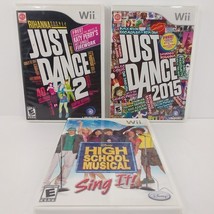 Nintendo Wii 3 Game Lot Just Dance 2, Just Dance 2015, High School Musical - £16.46 GBP