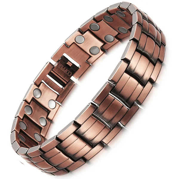 Fashion Copper Bracelet For Men Women Magnetic 2 Row Magnet Healthy Bio Energy B - £30.04 GBP