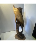 Vintage Hand Carved Wooden Ironwood 2 Swordfish Marlins Large Figurine 2... - $54.14 CAD