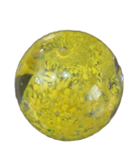 hand blown glass Paperweight Yellow flower vintage abstract Glass art blue - $13.34