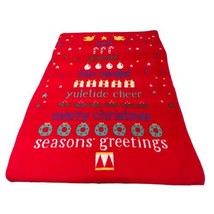 Vuteks Crown Craft Blanket Virgin Acrylic Pile Throw 60&quot;x80&quot; Merry Christmas Vtg - £67.47 GBP