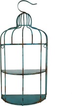 Metal Birdcage Hanging Shelf for Wall,Decorative Wall Display Shelves 2 Tiers - £36.76 GBP