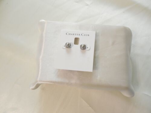 Charter Club 5/16" Silver Tone Grey Kiska Pearl Stud Earrings M448