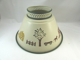 Vtg Hand Painted Metal Tole Ware Lamp Shade AMISH FARM Country Barn 34125 - $59.39