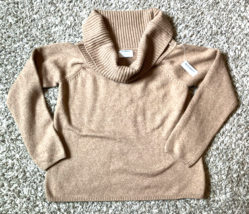 Old Navy Sweater Womens XL Tall Camel Brown Turtleneck Cowl Off Shoulder Crop - £19.17 GBP