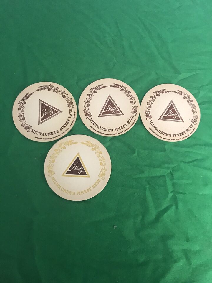 Lot 4 Vintage Blatz Milwaukee&#39;s Finest Beer 3.5&quot; Coasters - Never Used - $6.69