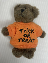 Boyds Mini Message Trick or Treat Halloween Orange Sweater Brown Bear #567024 4&quot; - £17.92 GBP