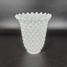 Imperial Glass Vase 5 1/4&#39;&#39; Tall Vintag White Milk Glass Diamond Point  MCM Mint - £11.46 GBP