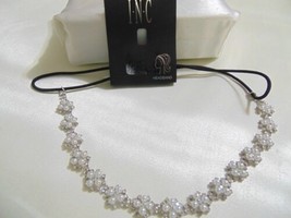 INC International Concepts Silver-Tone Crystal &amp; Sim.Pearl Headband L749... - £7.52 GBP