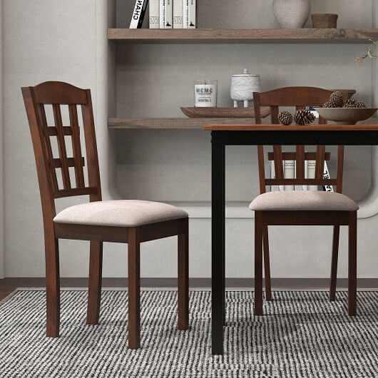 Set of 2 Wood Kitchen Chairs with Faux Leather Upholstered Seat-Coffee - Color:  Item image 2