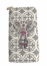Women Wristlet Wallet with Floral Gray Elephant Vegan Leather Bohemian S... - £14.78 GBP