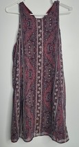 Abercrombie &amp; Fitch Womens Dress SMALL Boho Print Sleeveless Chiffon Burgundy - £19.95 GBP