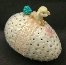 Vintage Easter Egg Styrofoam Handmade Embellished Sequin Plastic Animal 3&quot; U184 - £19.66 GBP