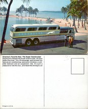 Greyhound Super Scenicruiser Bus Driver Beach Palm Trees Vintage Postcard - £7.51 GBP