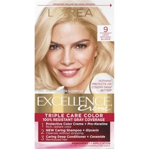 L&#39;Oreal Paris Excellence Creme Permanent Triple Care Hair Color, 9 Light Natural - £13.36 GBP