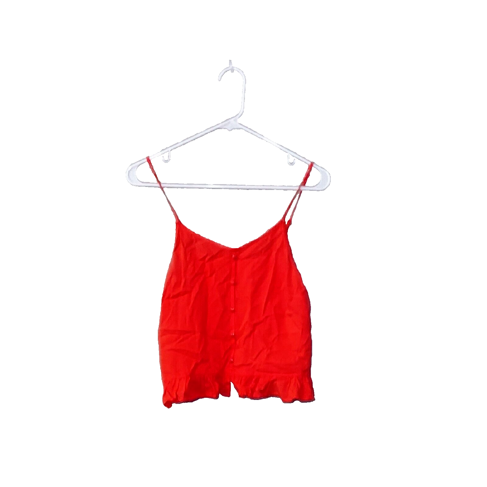 ABOUND Cami Orange Fluro Women Ruffle Hem Size XS Adjustable Straps Buttons - $14.06