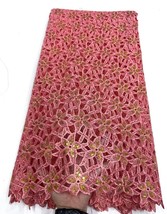 YQOINFKS Mesh Sequins Guipure Cord Lace Fabric African Party Sewing Material New - £74.28 GBP
