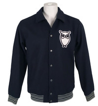 NEW $400 Knowledge Cotton Wool Varsity Jacket!  L  XL  Navy  Huge Owl   SLIM FIT - £102.38 GBP
