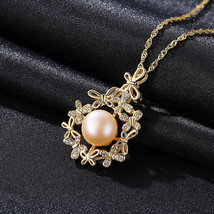 Sterling Silver Silver Freshwater Pearl Necklace Plated 18K Gold Fashion Exquisi - £26.86 GBP