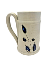 Coffee Mug Williamsburg Pottery Hand Thrown Salt Glaze 5 In Cobalt Blue 10 oz - £11.07 GBP