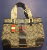 COACH Tote Bag Signature C Coated Khaki Brown Heritage Varriage Horse With Scarf - £69.56 GBP