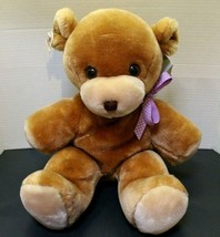 Vintage 1983 Heartline Snuggables Sugar Brown Teddy Bear With Tags 14&quot; Ribbon - £23.37 GBP