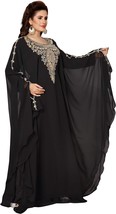 Black Stylish Kaftan Maxi farasha Abaya Dress Moroccan Dubai Fancy Long ... - $1,441.44 MXN