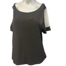 Calvin Klein Women&#39;s Black Stretch Shirt/Sheer Sleeves SIze L SKU 2975 - $37.40