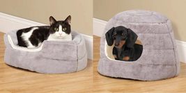 Small Cuddler Round Nest Pet Beds 2-in-1 Bolster Hideaway Dog &amp; Cat Cave - £41.48 GBP