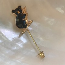 Estate Small Black Opal Inlaid Koala Bear Goldtone Stick Pin Australia Souvenir  - $10.39