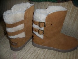Koolaburra By Uggs Brown Suede with faux Sheepskin Fur Lined Boots Sz 2 Girls - £20.23 GBP