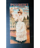 Vtg Tin Sign Dr Green&#39;s Blood Purifier &amp; Nerve Tonic Repro Ad NY Histori... - $29.99