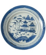 Antique 19th C Chinese Export Nanking Canton Blue Porcelain Salad Plate ... - $51.29 CAD