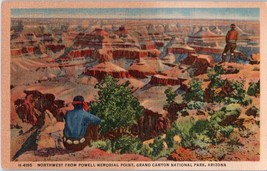 Powell Memorial Point Grand Canyon  Arizona Postcard Fred Harvey 1954 - £7.72 GBP