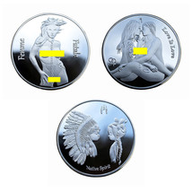Lot of 3 Medals Female Fatale, Love is Love, Native 40mm Silver Plated BU 02245 - £70.39 GBP
