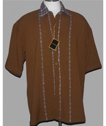 Stacy Adams Textured Tawny Brown Plaid Collar Seams Dressy Shirt Mn 2XL ... - $1,068.39 MXN