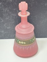 Pink Satin Bristol Opaline Glass Perfume bottle w Murano Glass Stopper - £46.46 GBP