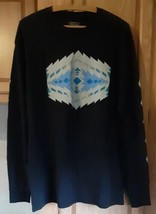 Pendleton Men&#39;s Pullover Long Sleeve T-Shirt Sz L Black Outdoorsman Aztec Print - £15.81 GBP