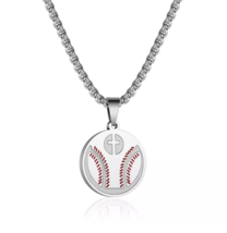 Boys Baseball Cross Sport Pendant Necklace Philippians 4:13 I Can Do All Things - £16.02 GBP