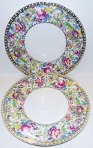 GORGEOUS PAIR GERMANY GARDEN CAPRICE FLORAL CHINTZ &amp; GOLD 10 7/8&quot; DINNER... - $54.44