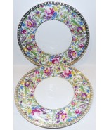 GORGEOUS PAIR GERMANY GARDEN CAPRICE FLORAL CHINTZ &amp; GOLD 10 7/8&quot; DINNER... - €46,43 EUR