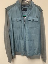 Mens Hang Ten Blue Gray Hooded Full Zip Fleece Light Coat Jacket Size XL New - £25.83 GBP