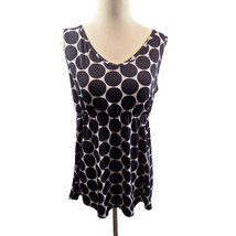 Polka Dot Top Womens Large Black and White Sleeveless Empire Waist Rocka... - £14.97 GBP