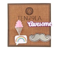 Rainbow Ice Cream Cone Mustache Pins Jewelry Summer Craft Project Teenager Gift - £19.97 GBP