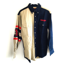 Wrangler Twenty X Men&#39;s Navy Tan Color Block Button Down Shirt Size M Nwot - £29.84 GBP